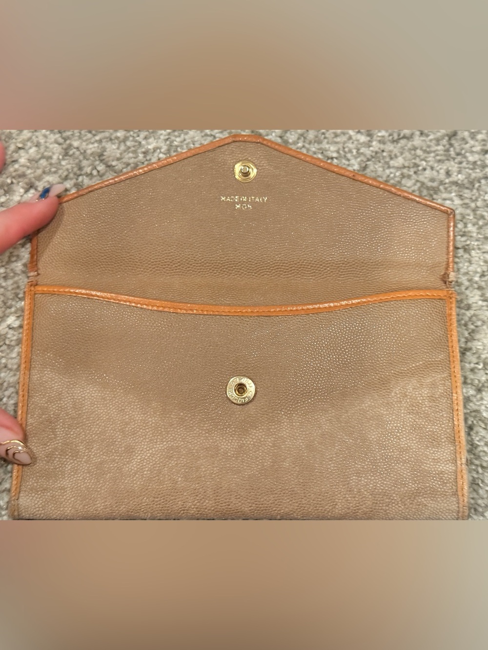 Celine Taupe Suede Continental Wallet with Gold Hardware - Picture 3 of 8